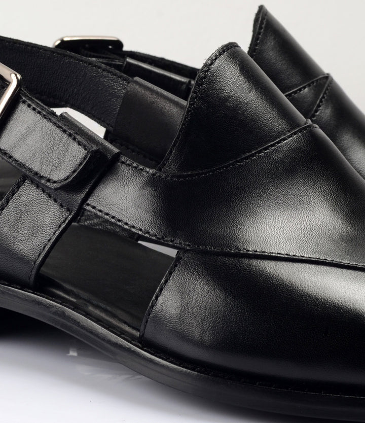 Pelle Santino - Leather Peshawari - Black - Best Peshawari Sandals in India 
