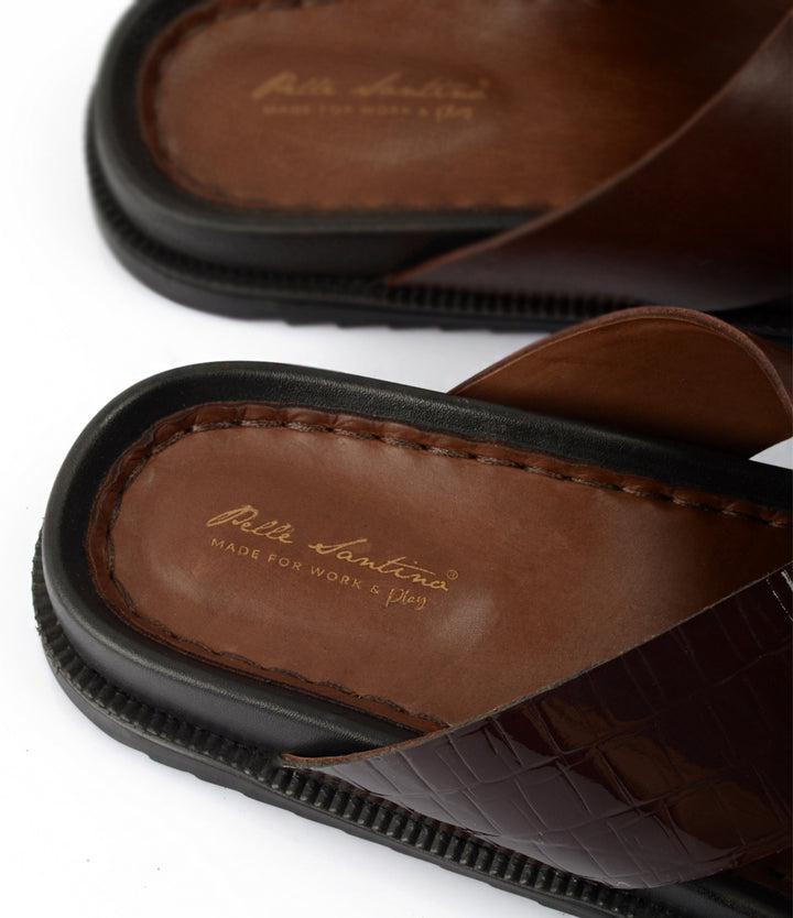 Pelle Santino - Milano Leather Slippers - Brown - best leather slippers in India