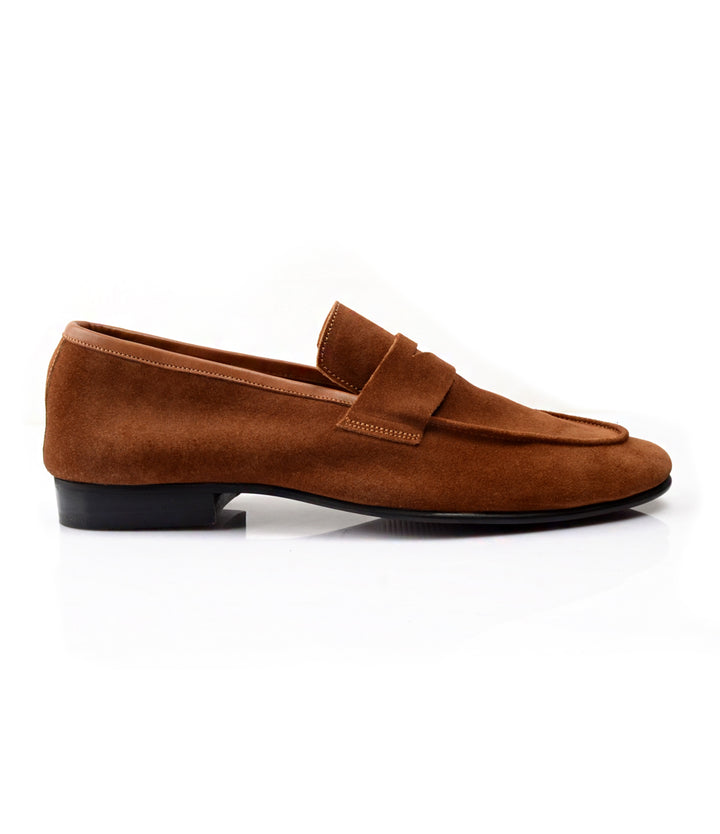 Pelle Santino - Beige Suede Penny Loafers - Ultra-Flex