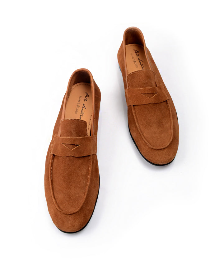 Pelle Santino - Beige Suede Penny Loafers - Ultra-Flex