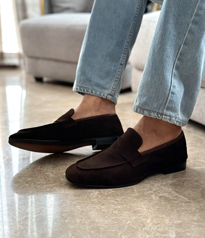 Pelle Santino - Brown Suede Penny Loafers - Ultra-Flex - best suede loafers in India