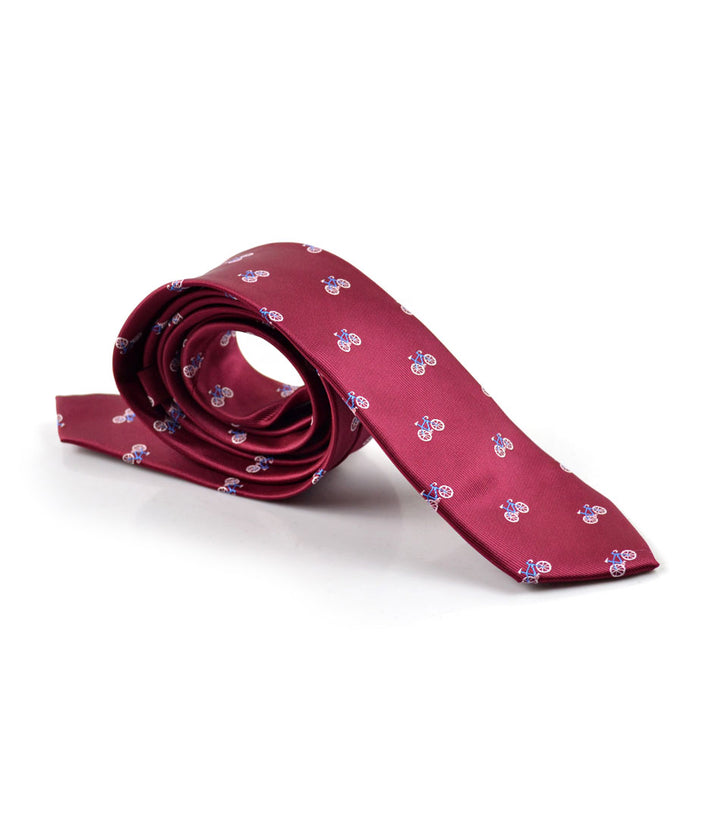 Rich Maroon Blue Bicycle Neck Tie - The Dapper Man