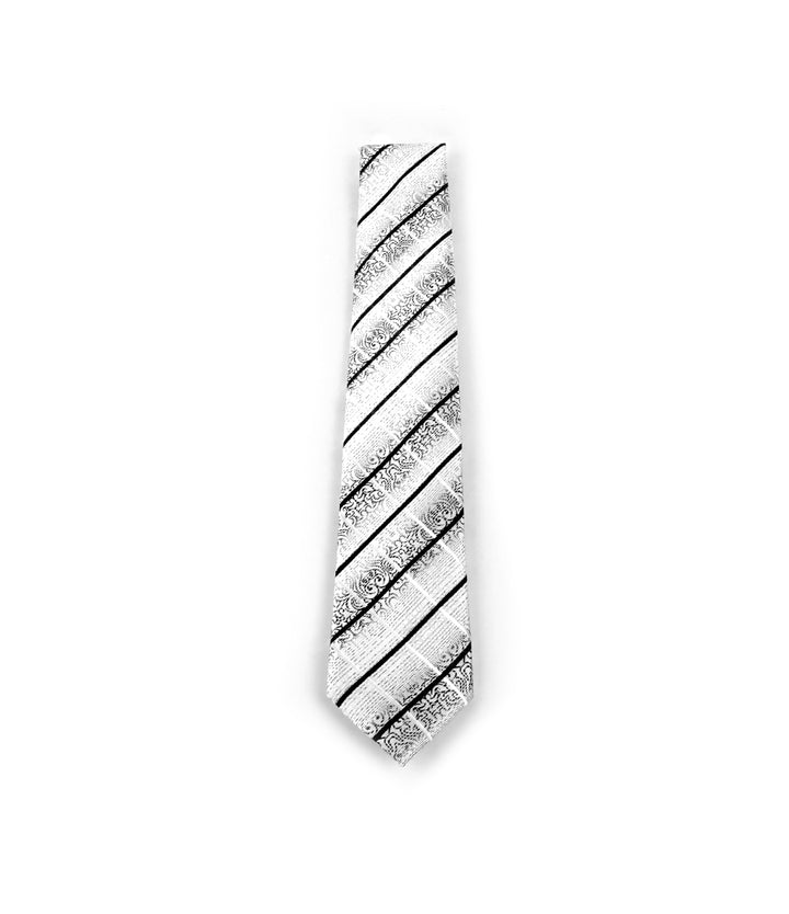 White & Black Chequered Neck Tie