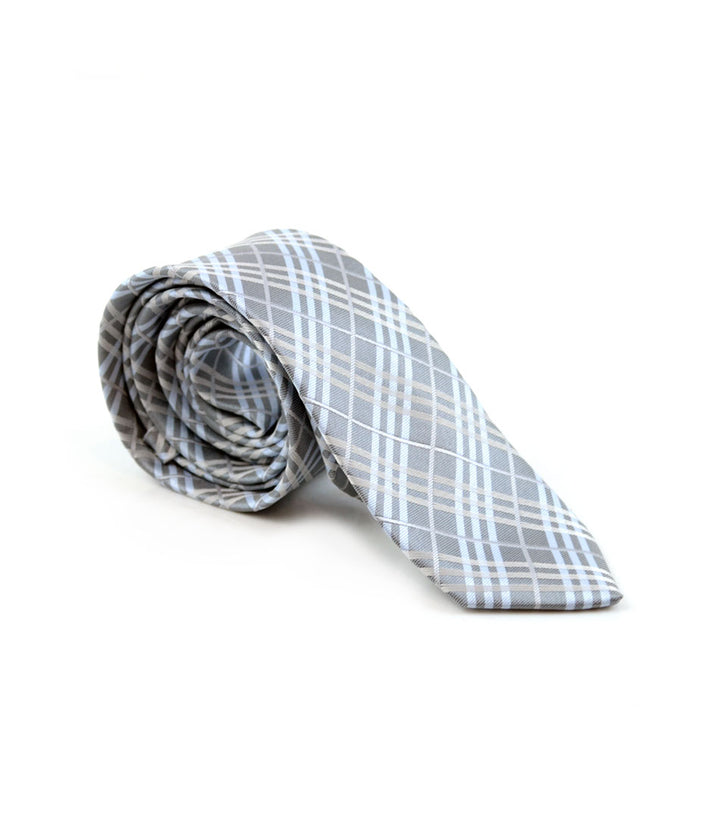 the dapper man - Light Grey Checquered Neck Tie