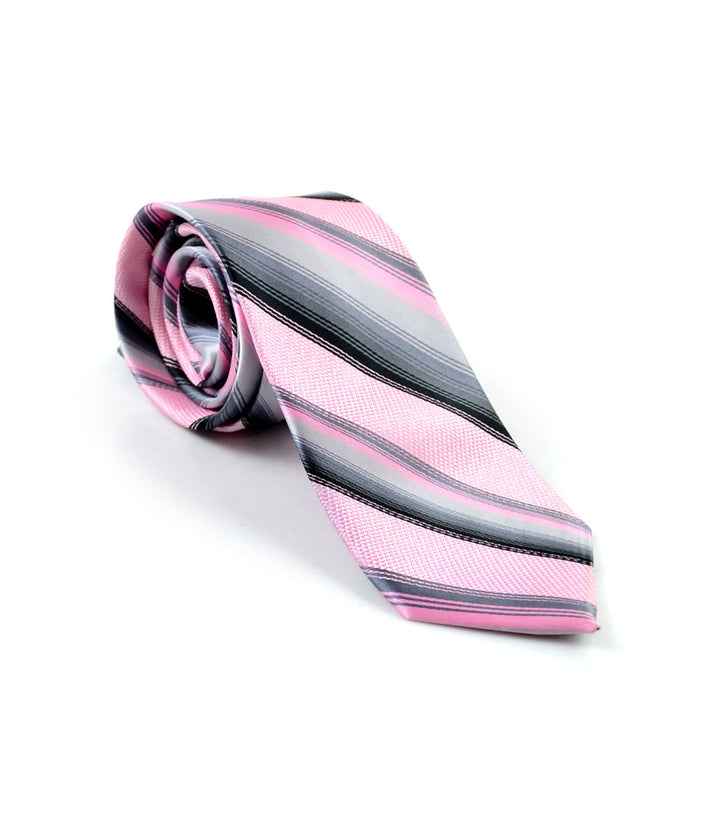 the dapper man - Pink & Grey Stripes Neck Tie