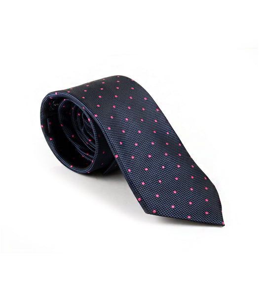Color_pink | the dapper man - Midnight Blue & Pink Polka Neck Tie