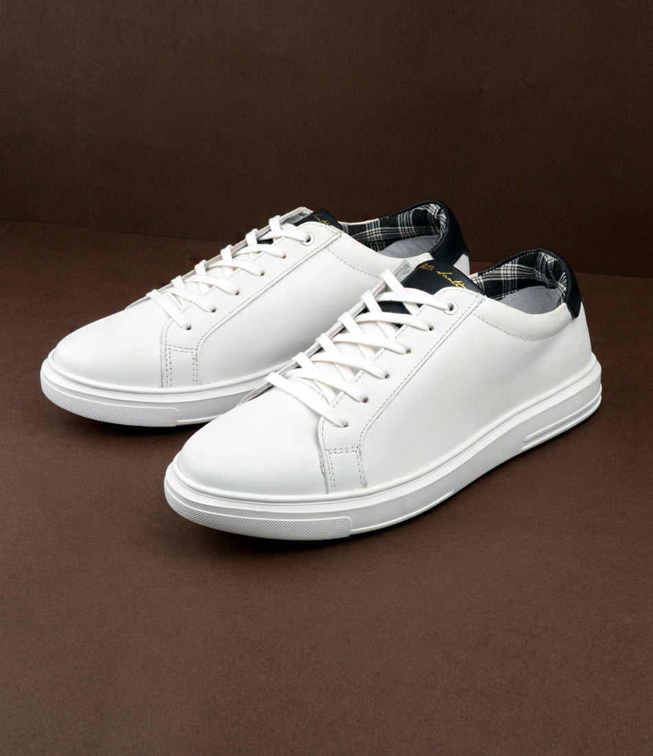 Pelle Santino - White Leather Low-top Sneakers – The Dapper Man