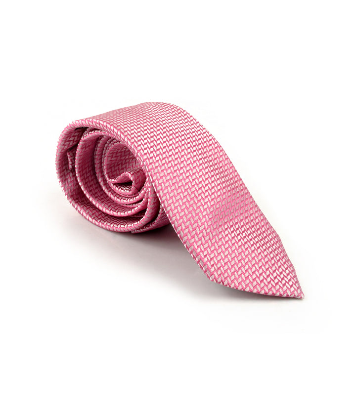 Pink Herringbone Neck Tie