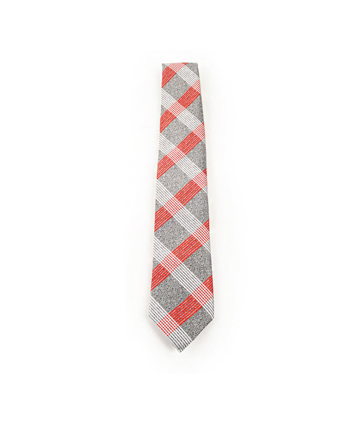 Space Grey Red Chequered Neck Tie