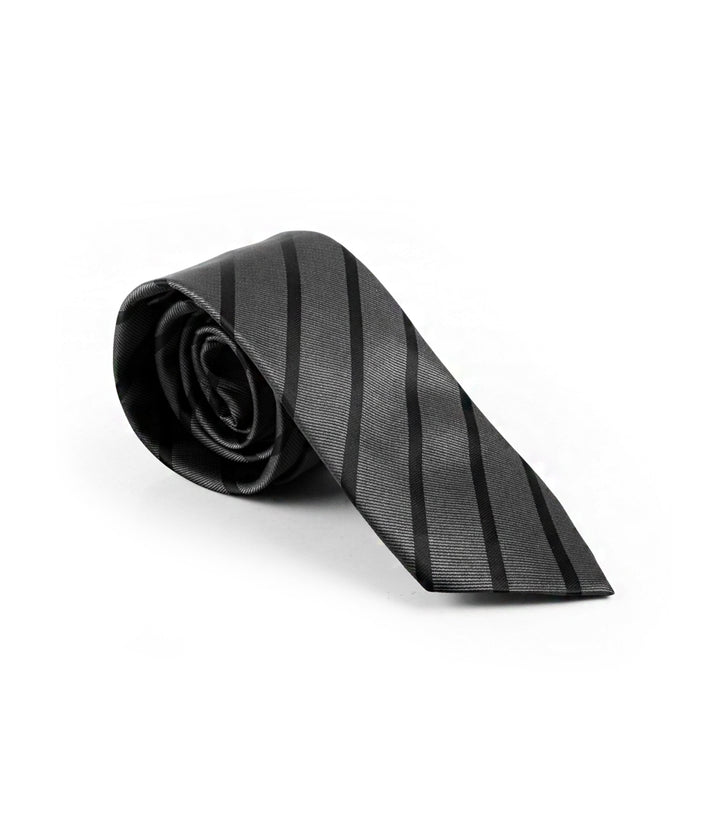 Grey & Black Striped Neck Tie