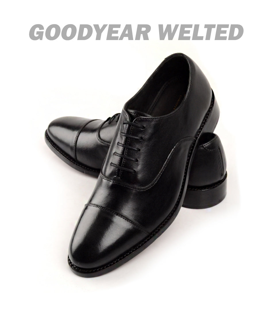 Pelle Santino - Goodyear Welted - Cap Toe Oxfords - Black | Best Oxford Shoe  India – The Dapper Man
