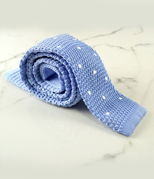 Sky Blue with White Dots Neck Tie - The Dapper Man