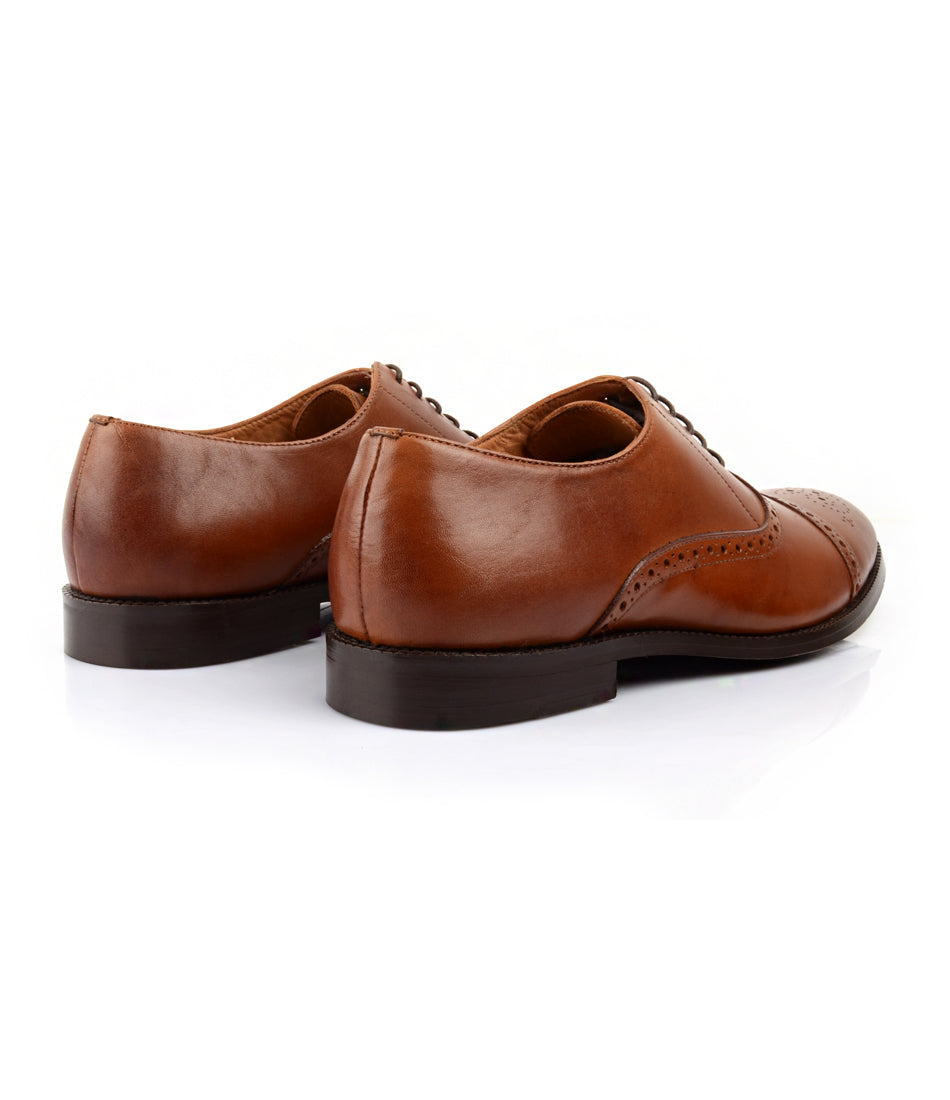 Semi-Brogue Oxfords - Caramel - Best hand-made leather oxfords in