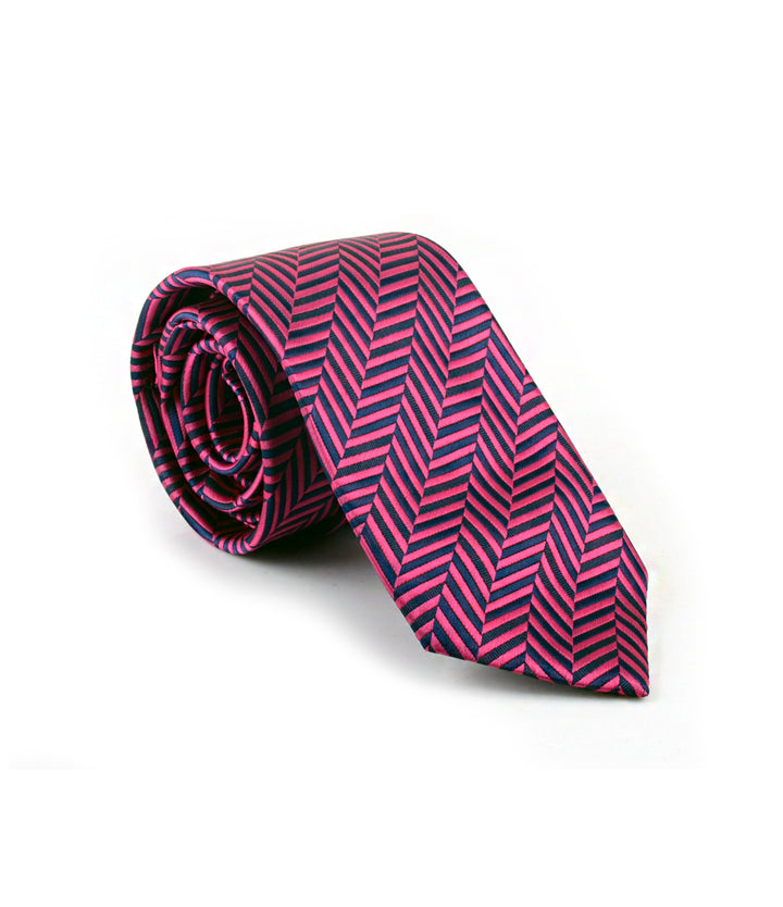 Manhattan Pink Herringbone Neck Tie
