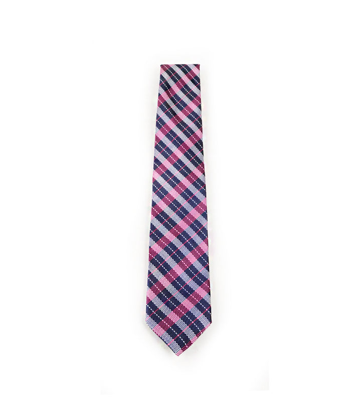 the dapper man - Pink & Blue Plaid Neck Tie