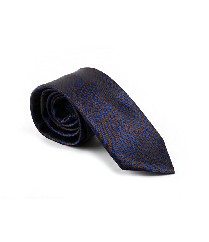 Blue Brown Multi-pattern Neck Tie