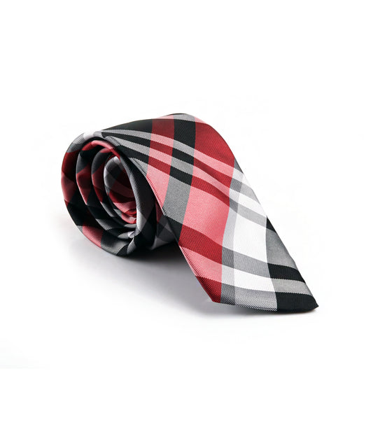 the dapper man - Royal Chequered Red & Grey Neck Tie