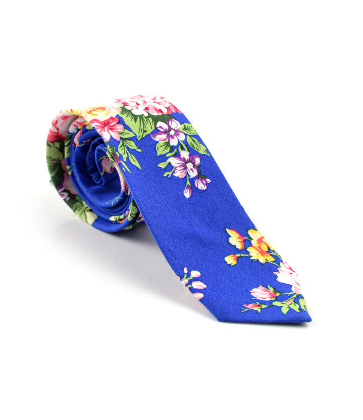 Electric Blue Floral Neck Tie - The Dapper Man