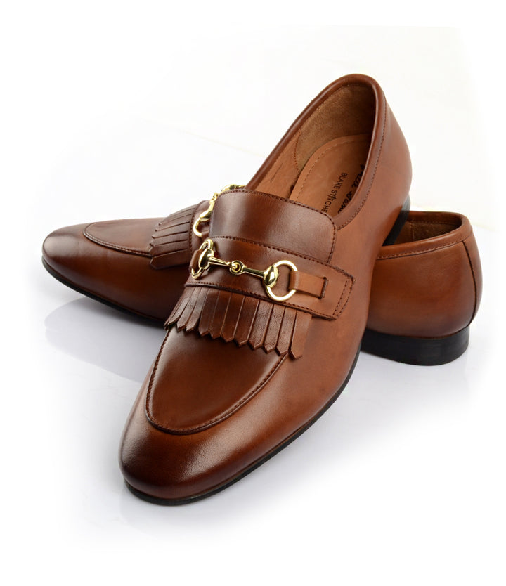 Pelle Santino - Fringe Bit Loafers Caramel | Stitched Shoes India - best handmade shoes online – The Dapper Man