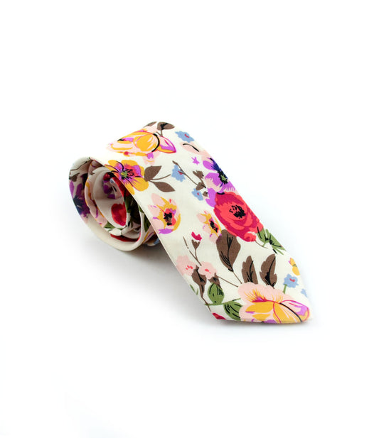 Color_cream | the dapper man - Vanilla Crème Floral Neck Tie