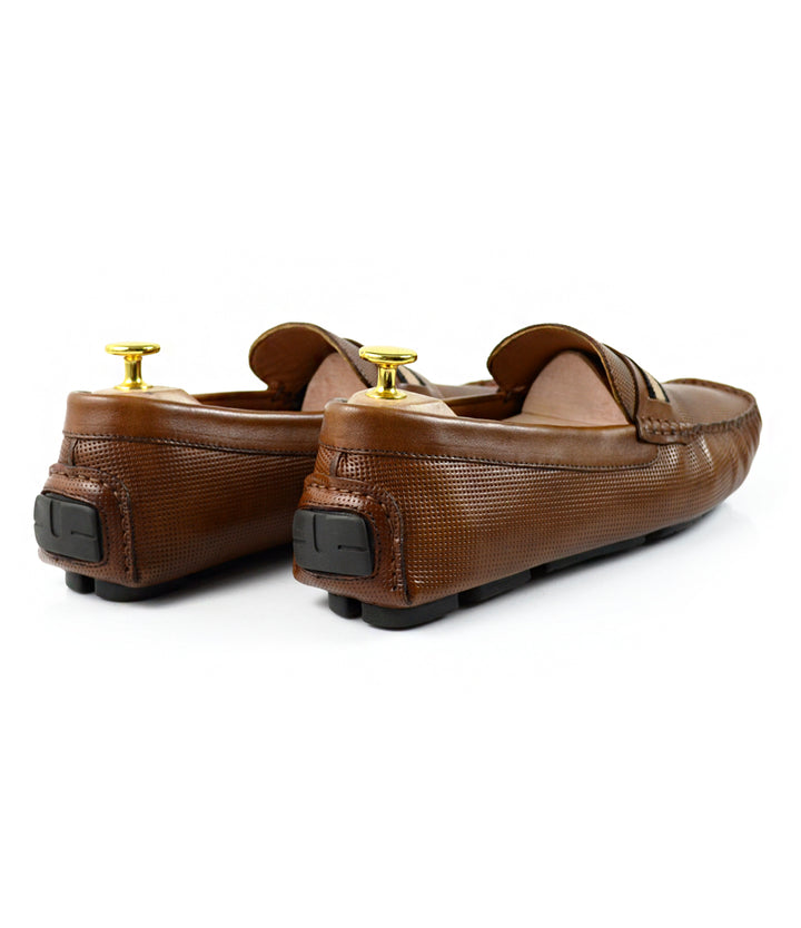 pelle santino - Stripe Driving Loafer - Tan