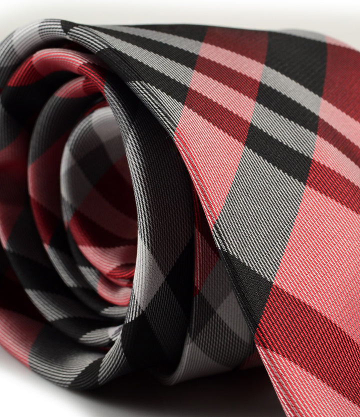 the dapper man - Royal Chequered Red & Grey Neck Tie