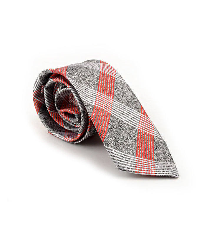 Space Grey Red Chequered Neck Tie