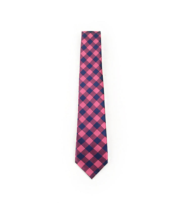 the dapper man - Pink & Blue Checks Neck Tie