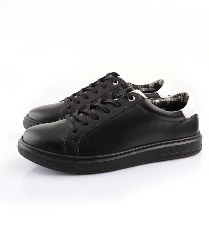 Black Leather Low-top Sneakers