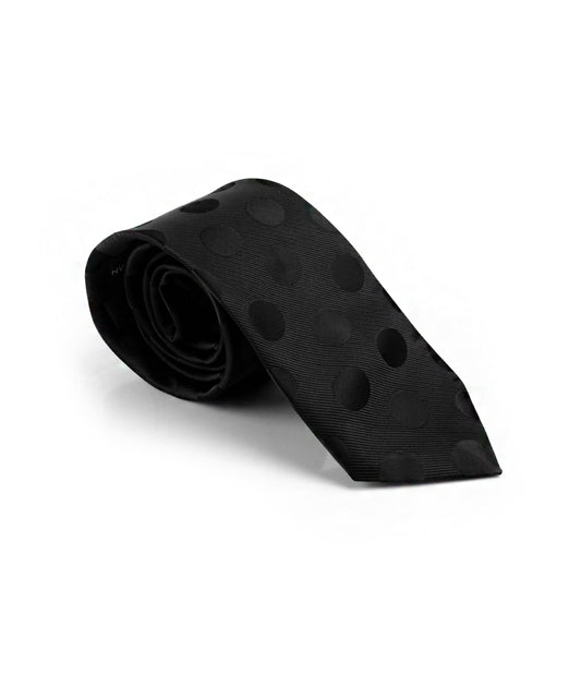 All Black Polka Neck Tie