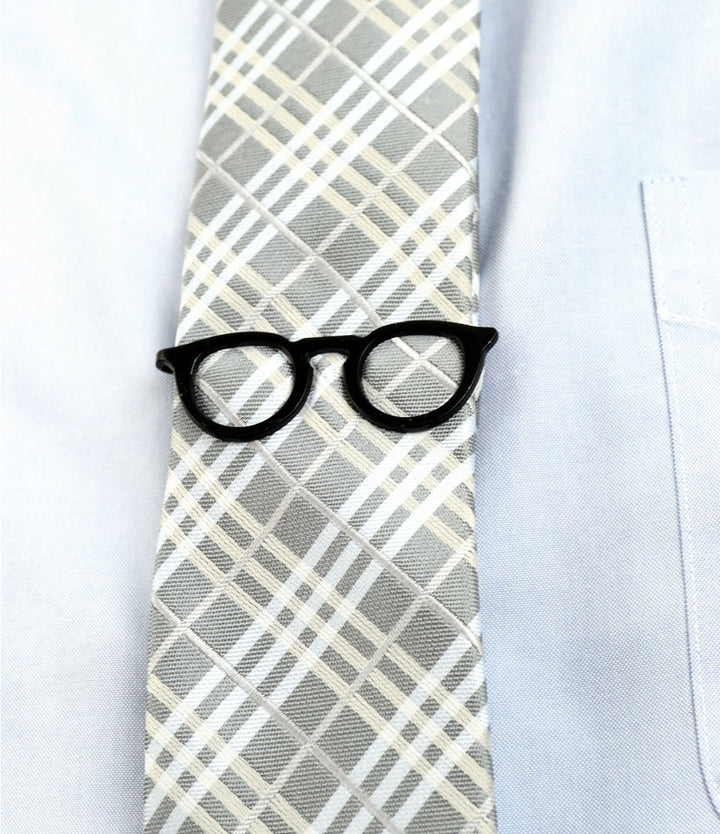 the dapper man - Black Retro Round Glasses Tie Bar