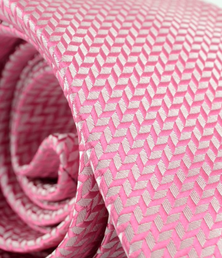 Pink Herringbone Neck Tie
