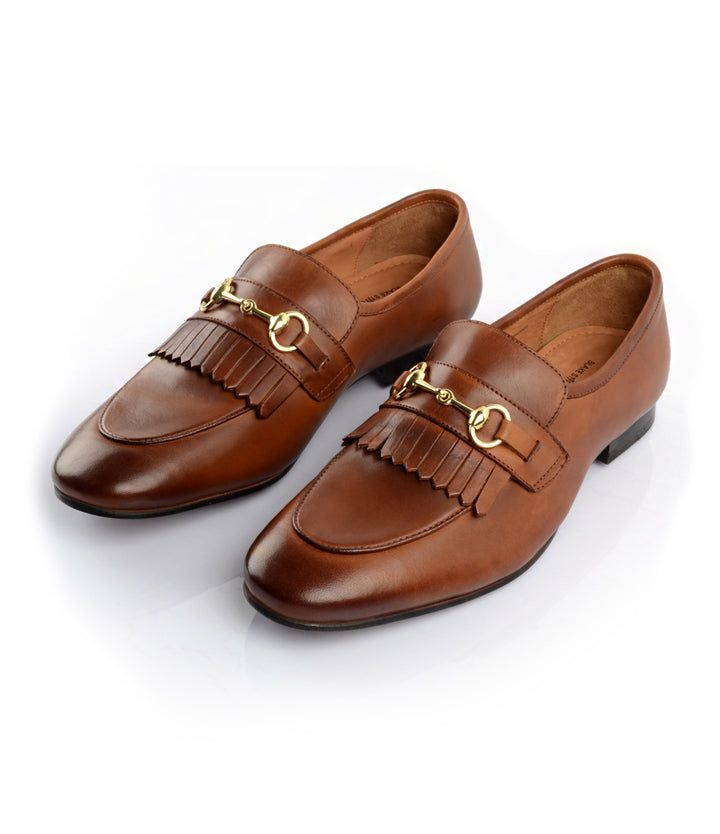 Pelle Santino - Fringe Bit Loafers - Caramel | Blake Stitched Shoes India - best handmade shoes online