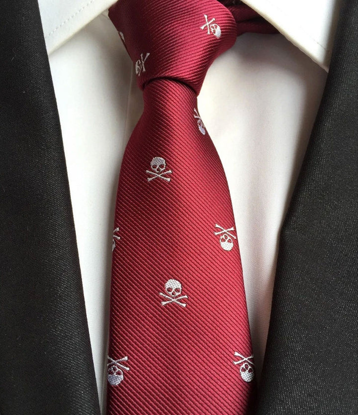 the dapper man - Maroon Skull Textured Neck Tie