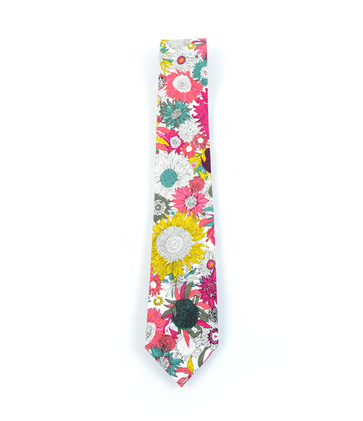 the dapper man - Multi Color White Flora Neck Tie