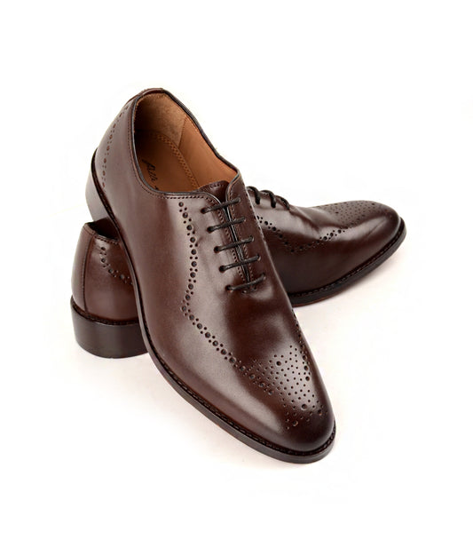 Pelle Santino - Medallion Toe Wholecut Oxfords - Brown - Blake Stitched