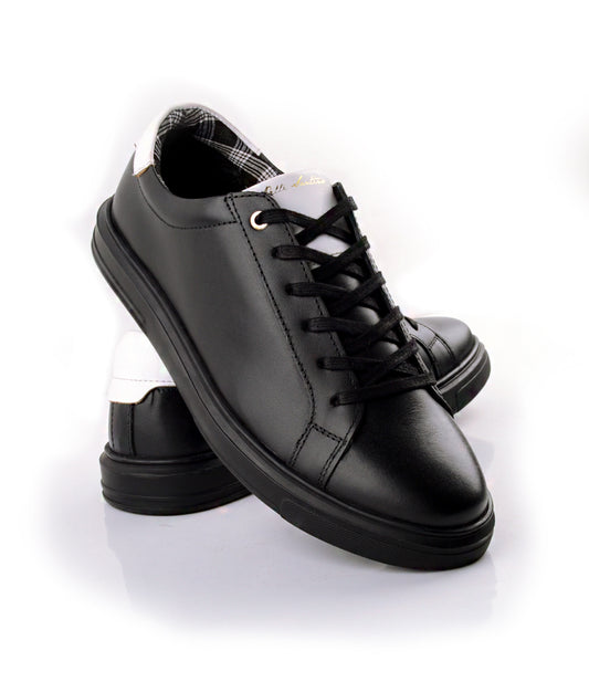 Pelle Santino - Black Leather Low-top Sneakers