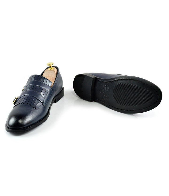 Blue Double Buckle Loafers - The Dapper Man