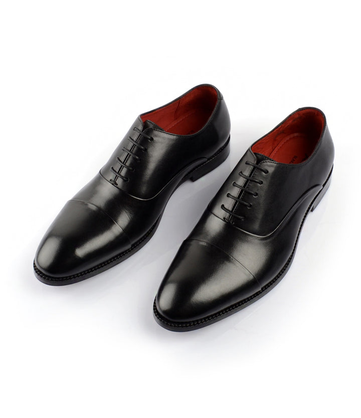 The dapper man - pelle Santino - Classic Cap Toe Oxfords - Black - best blake stitch leather shoes india 