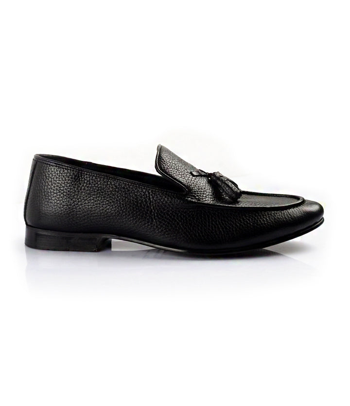 pelle Santino - Black Milled Tassel Loafers - Ultra-Flex