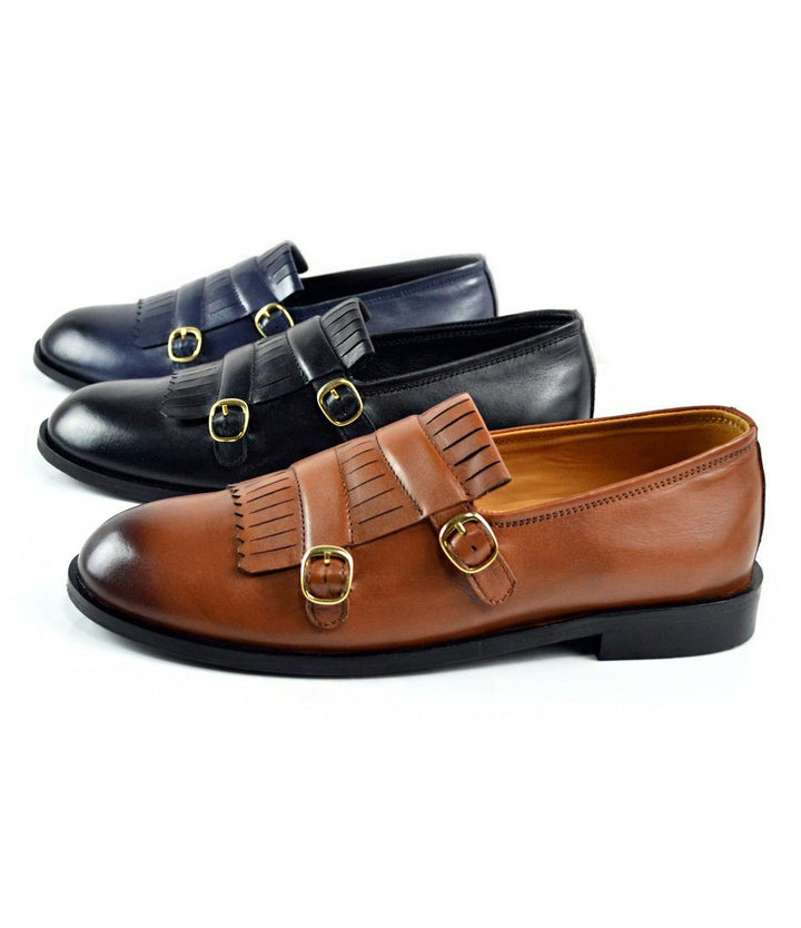 Blue Double Buckle Loafers - The Dapper Man