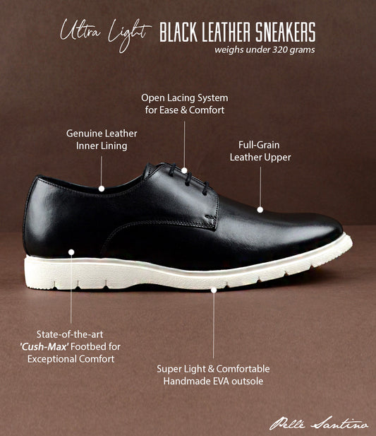 Ultra Light - Black Leather Sneakers