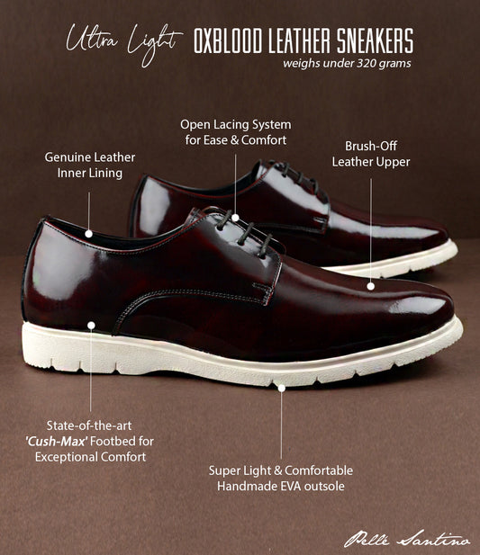 Pelle Santino - Ultra Light - Oxblood Leather Sneakers