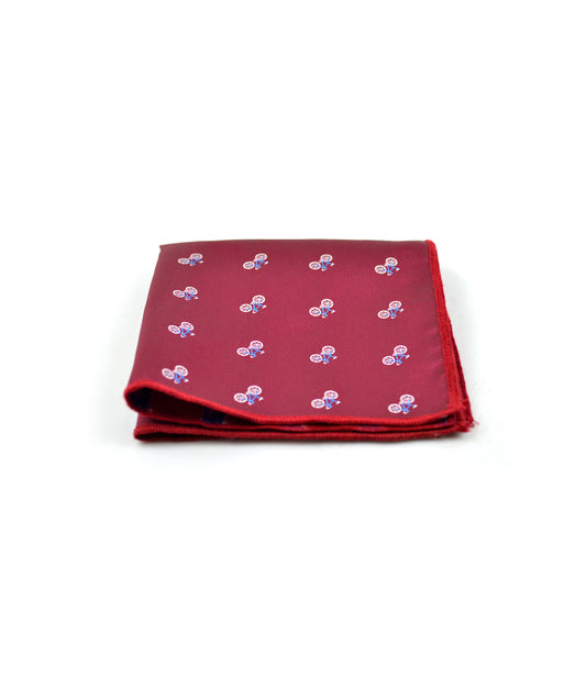 the dapper man - Rich Maroon Blue Bicycle Pocket Square