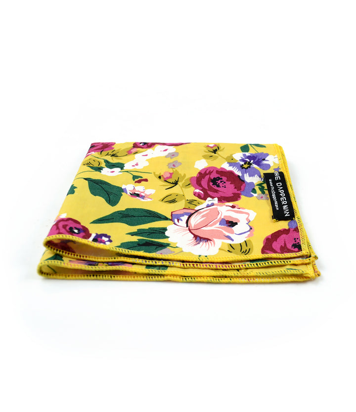 the dapper man - Tuscan Yellow Floral Pocket Square
