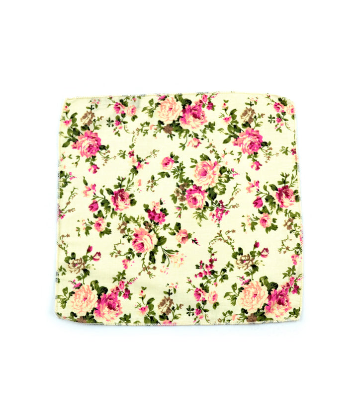 the dapper man- French Creme Floral Pocket Square