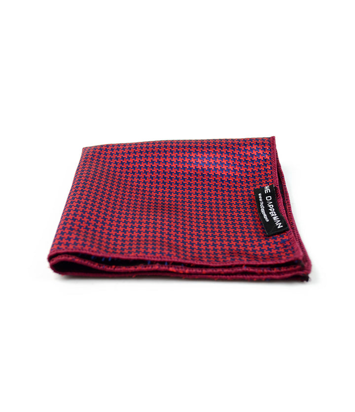 the dapper man - Red & Blue Hounds-tooth Pocket Square