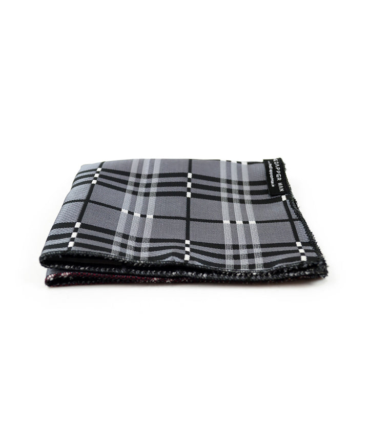 the dapper man - Grey & Black Checks Pocket Square