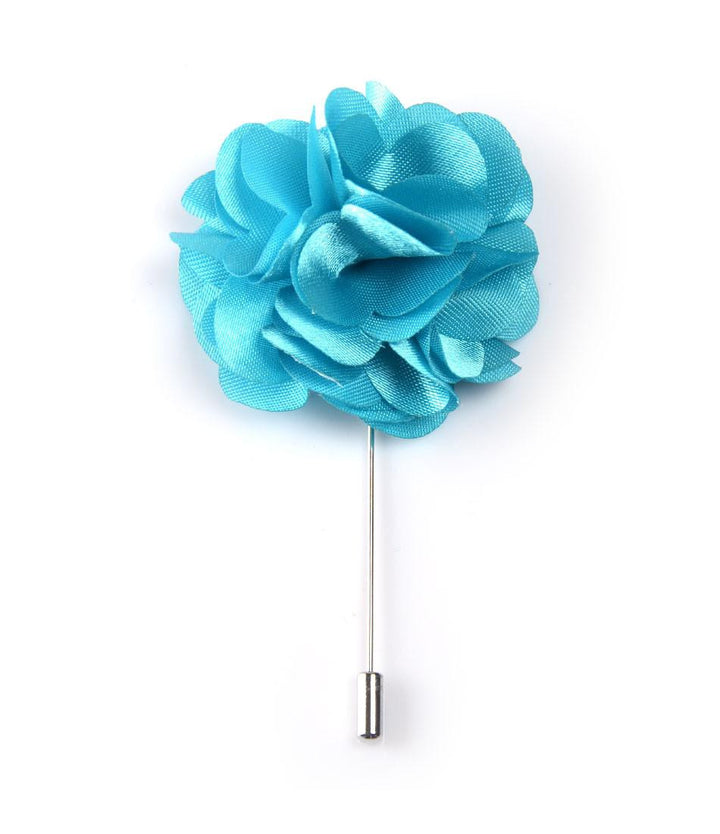 Royal Turquoise Petals Flower Lapel Pin - Big - The Dapper Man