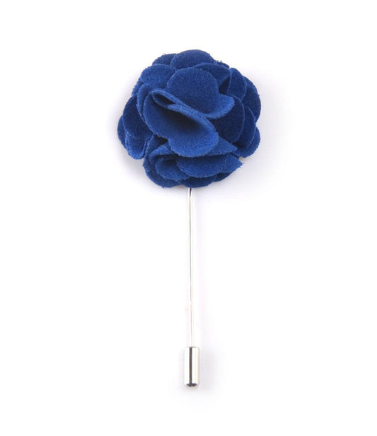 Hyper Blue Plush Flower Lapel Pin - The Dapper Man